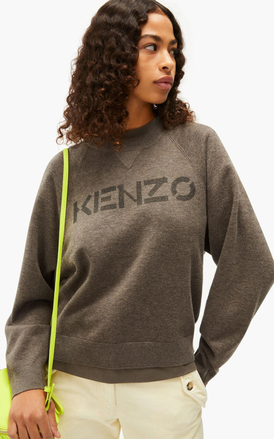 Pull Kenzo Logo merino wool Femme Marron | WUZA-65314